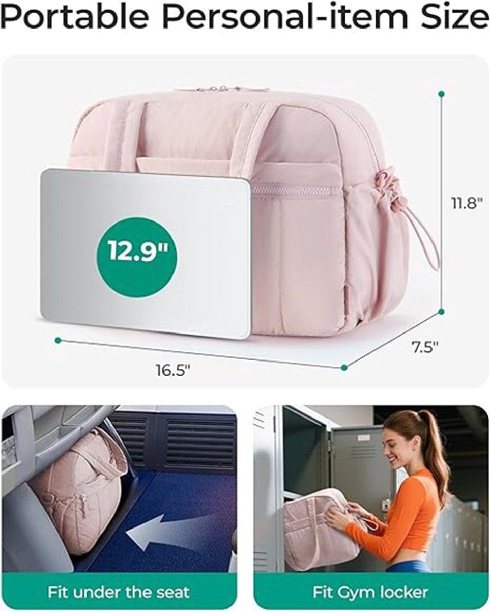 Sports Bag for Women and Men with Wet Compartment, Compact Weekend Travel Bag for Training, Sports and Travel, Pink, 40 x 20 x 28 cm