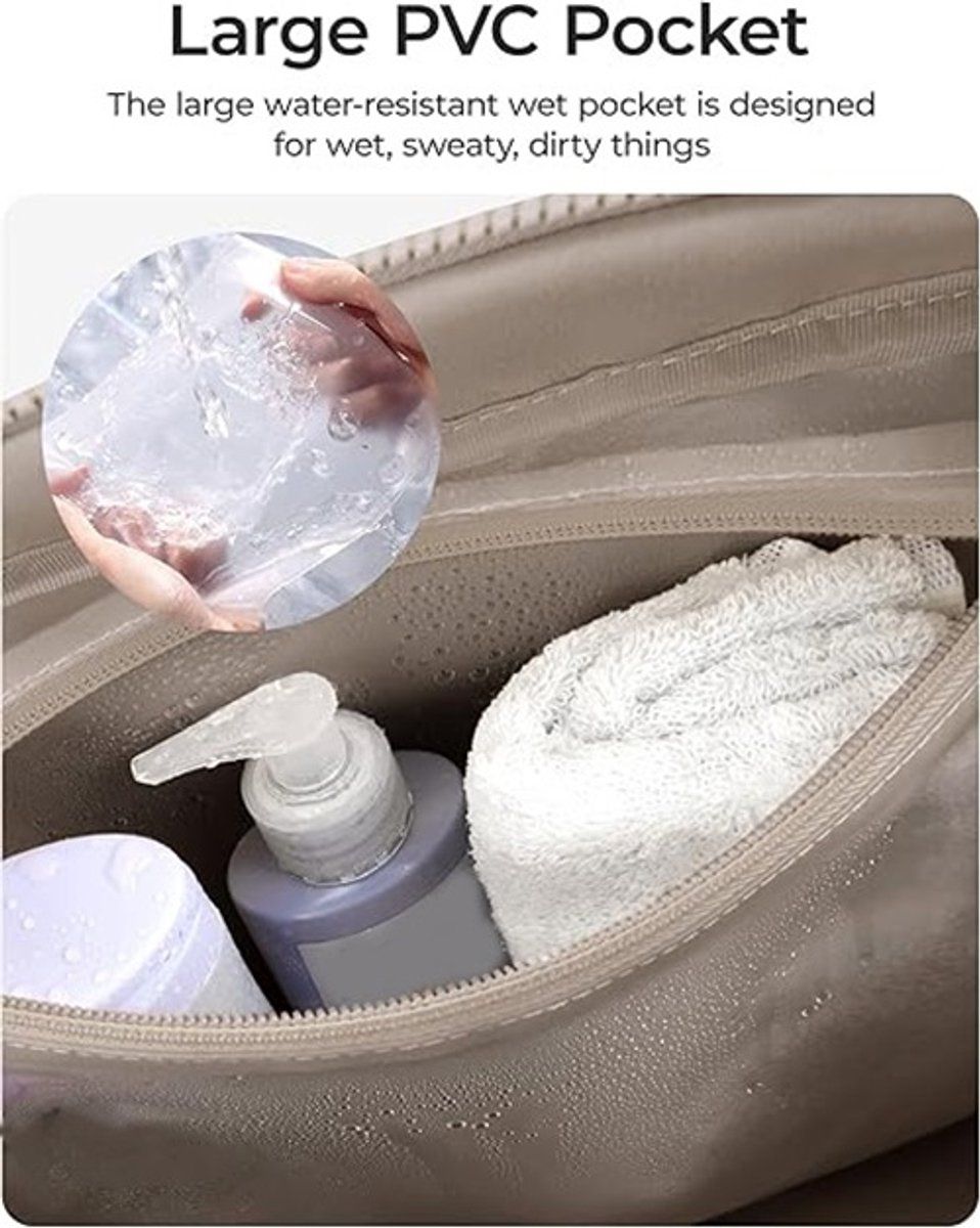 Sports Bag for Women and Men with Wet Compartment, Compact Weekend Travel Bag for Training, Sports and Travel, Camel, 40 x 20 x 28 cm