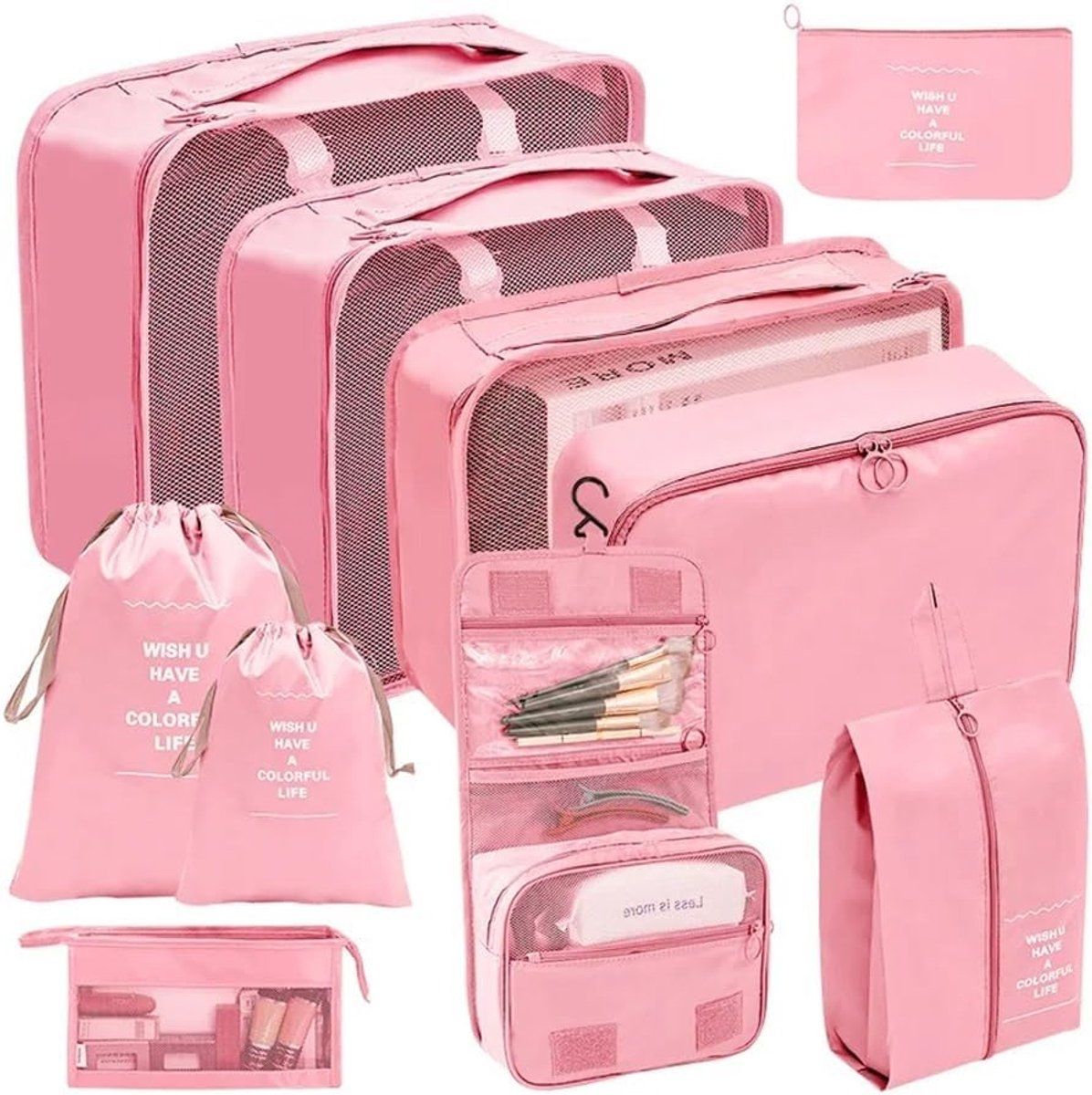 8 Pieces Travel Organizer Storage Bags, Packing Cubes Suitcase, Clothing Storage, Airtight Moisture, Proof, Black