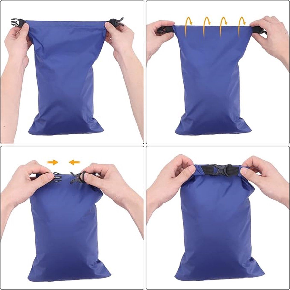 6 Pieces Waterproof Dry Bags, Large Capacity Snorkel and Swim Storage Bags for Rafting, Camping, Cycling and Travel, Black