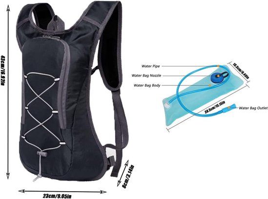 Outdoor Sports Backpack Water Bladder, Cycling Leisure Mountaineering Running Hiking Shoulder Water Bladder Backpack, Black