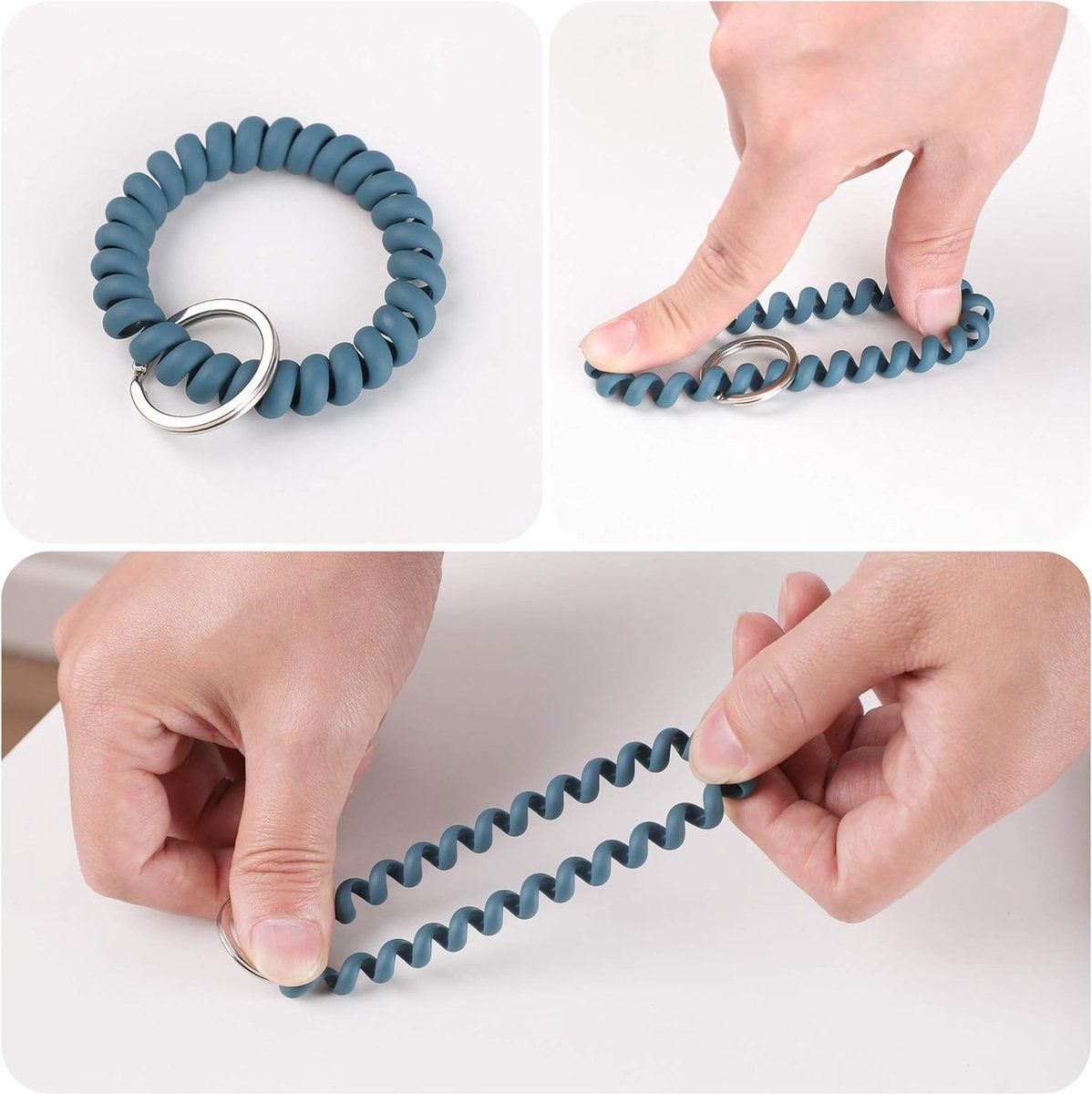 6 Pieces Stretchable Keychain, Spring Flexible Spiral Wrist Coils Wrist Key Holder Keychain, for Sauna Gym Pool ID Badge and Outdoor Sports