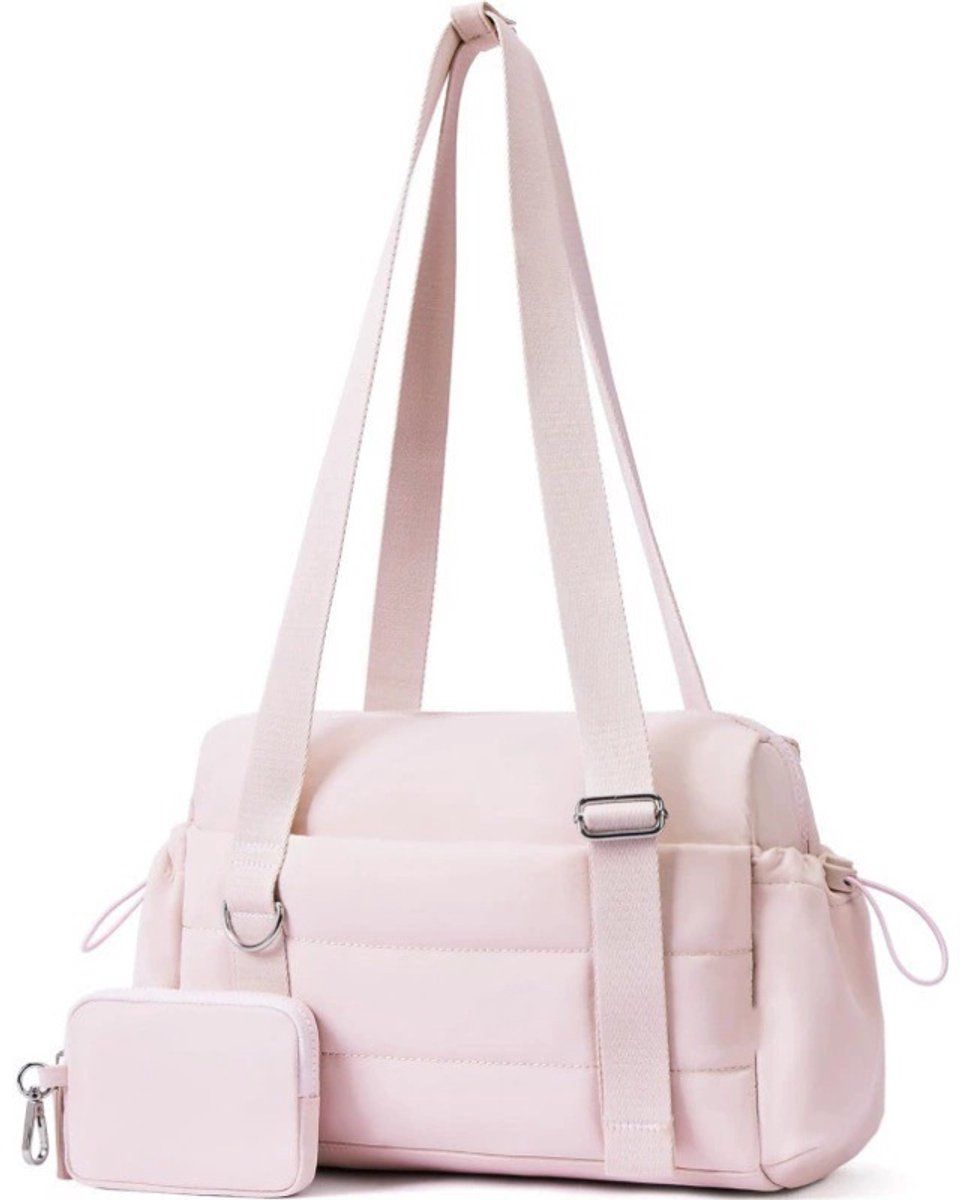 2 Pieces Womens Sports Bag Set with Detachable Pouch and Wet Dry Compartment, Compact Weekend Travel Bag, Pink, 29.7 x 10.7 x 20.3 cm