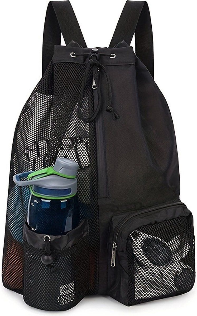Drawstring Backpack, Beach Bag Backpack, Large Capacity Backpack with Wet Bag, Backpack for Swimming Surfing Travel Gym, Black