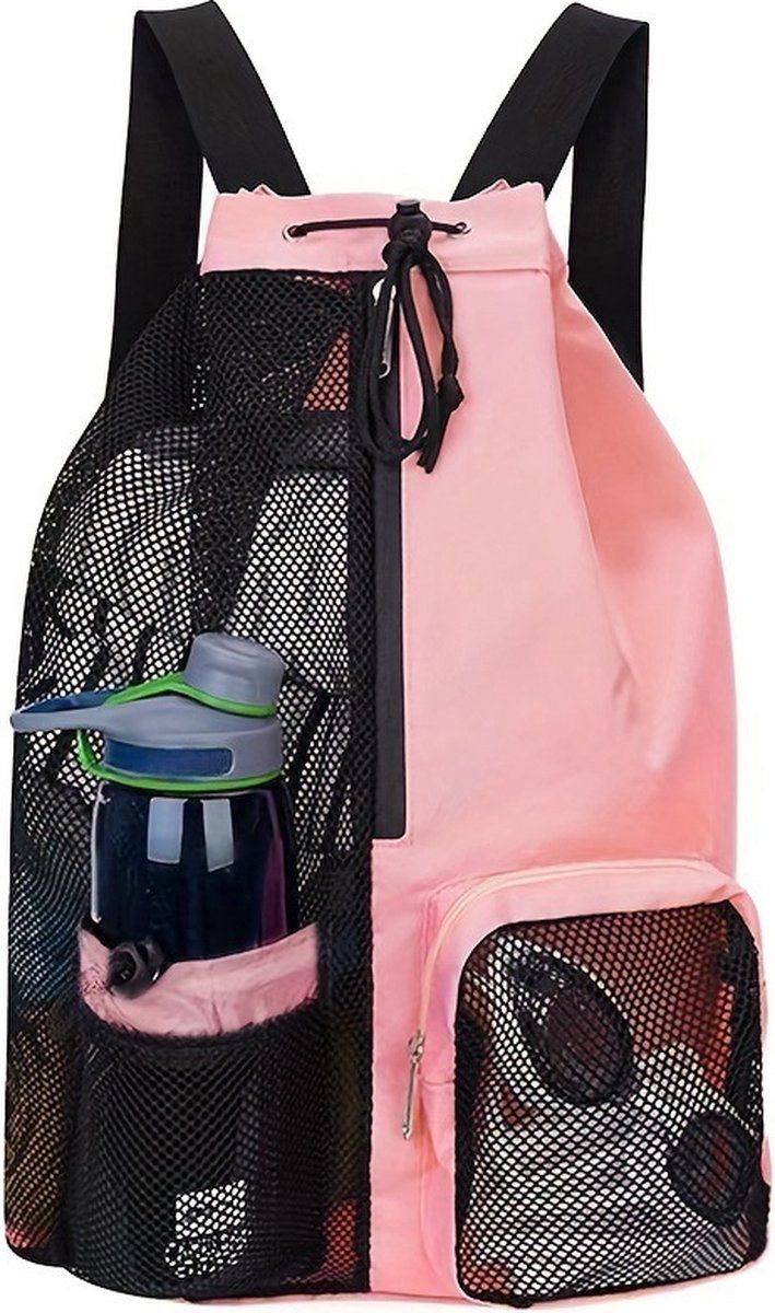 Drawstring Backpack, Beach Bag Backpack, Large Capacity Backpack with Wet Bag, Backpack for Swimming Surfing Travel Gym, Pink