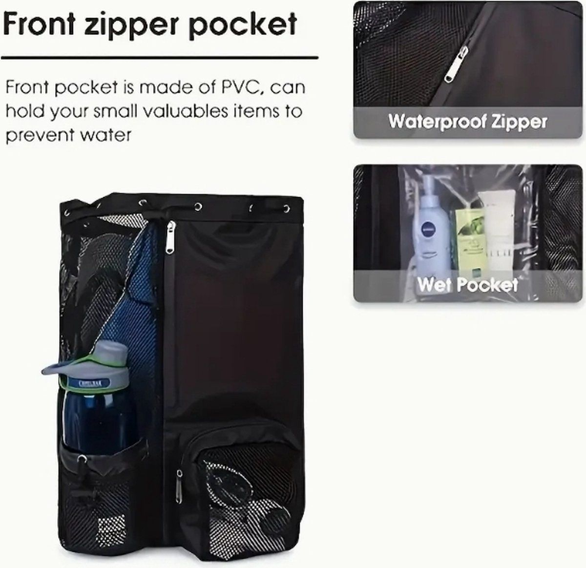 Drawstring Backpack, Beach Bag Backpack, Large Capacity Backpack with Wet Bag, Backpack for Swimming Surfing Travel Gym, Pink