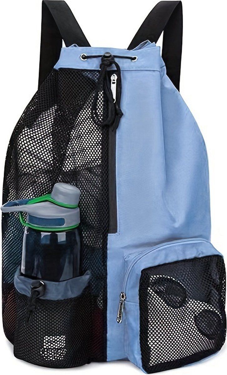 Drawstring Backpack, Beach Bag Backpack, Large Capacity Backpack with Wet Bag, Backpack for Swimming Surfing Travel Gym, Sky Blue