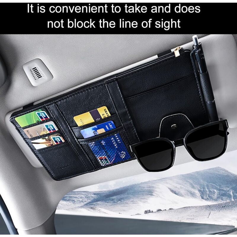 Car Interior Pocket Car Sun Visor Organizer Car Sun Visor Storage Car Sun Visor Clip Organizer Used for Credit Cards, Made of Glass