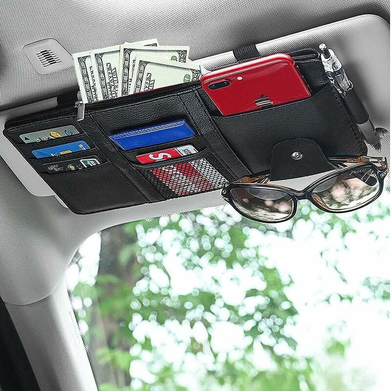 Car Interior Pocket Car Sun Visor Organizer Car Sun Visor Storage Car Sun Visor Clip Organizer Used for Credit Cards, Made of Glass