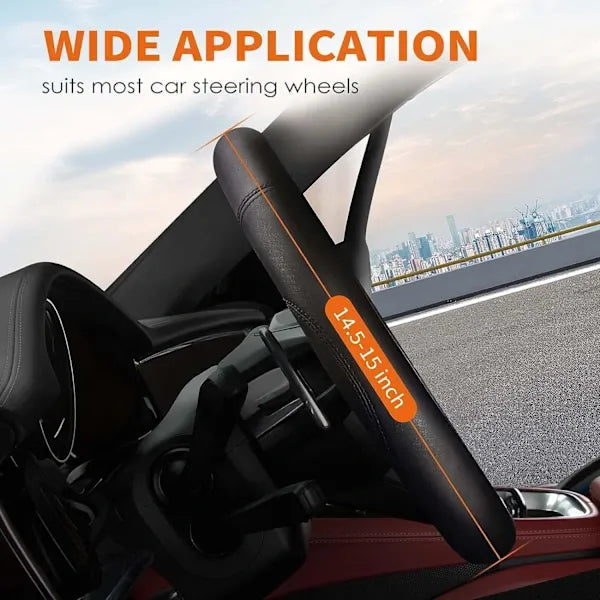 Car bumper protector - Fits various cars, durable leather protector with non-slip inside, suitable for 14.5\" - 15\" diameter, black