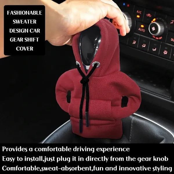High Performance Replacement Car Hoodie Protection Design Decoration Gear Shift Lever - Red, Made of Cotton + Polyester