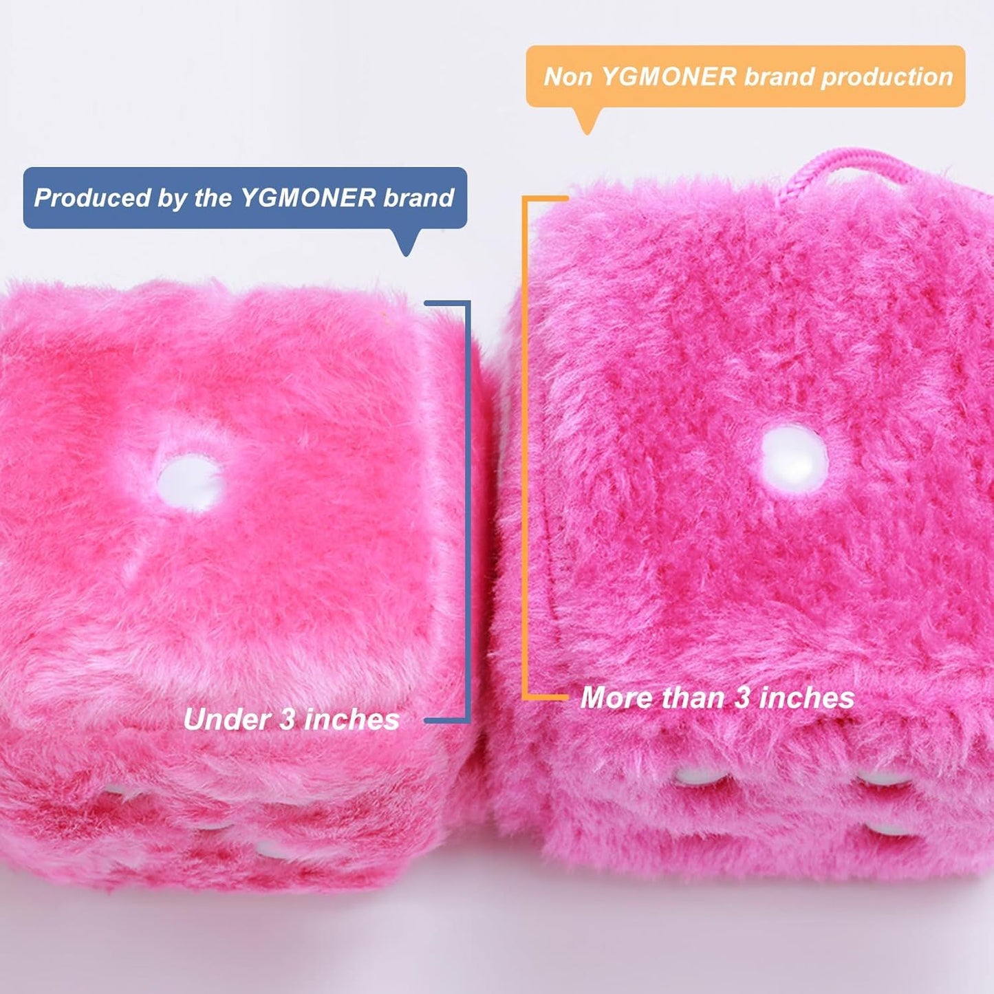 Compatible Pair of 2.75" Fuzzy Dice with Leather Dots Retro Car Rearview Mirror Hanging Accessories for Car Decoration (Pink)_qcx, Made of Fabric