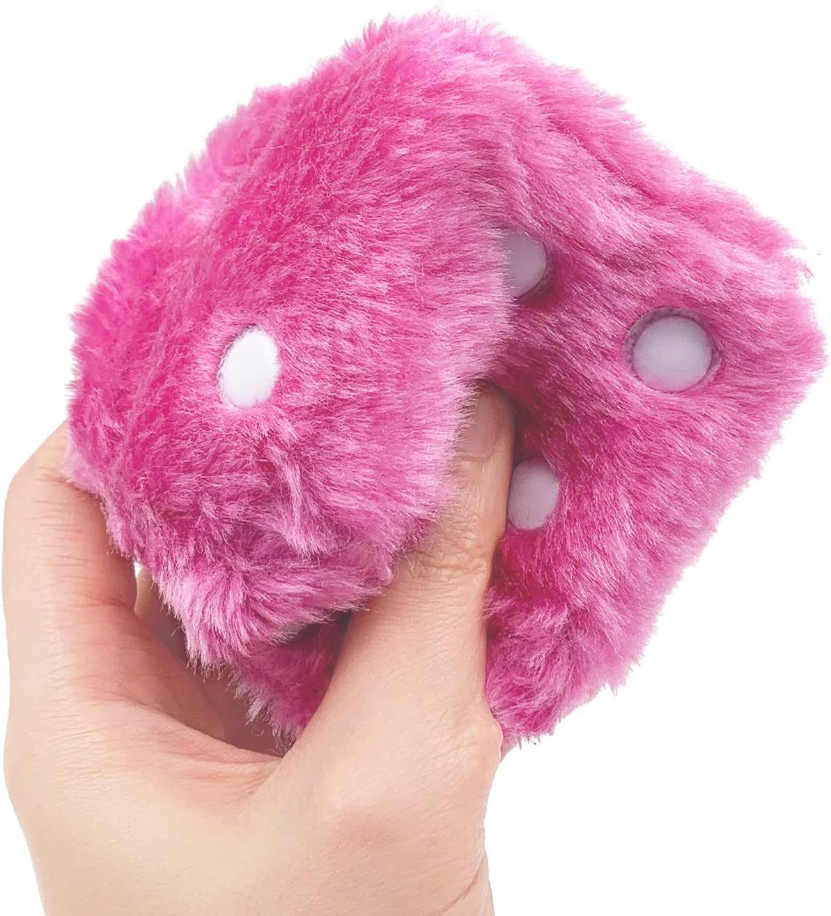 Compatible Pair of 2.75" Fuzzy Dice with Leather Dots Retro Car Rearview Mirror Hanging Accessories for Car Decoration (Pink)_qcx, Made of Fabric