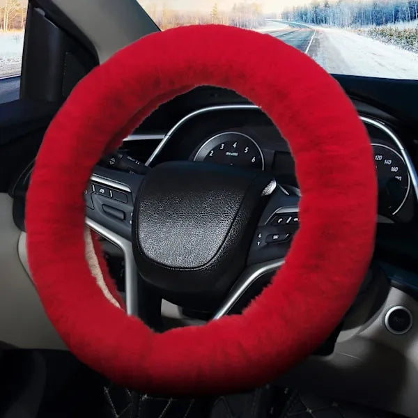 High Performance Compatible /EA/(Red) Fluffy Steering Wheel Cover Fur Car Steering Wheel Cover，Fu, Made of Iron