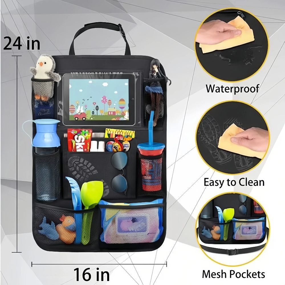 pcs Car Back Seat Storage Bag, Kick Protection Protector with Touch Screen Holder for Tablet, for Children in the Replacement Part