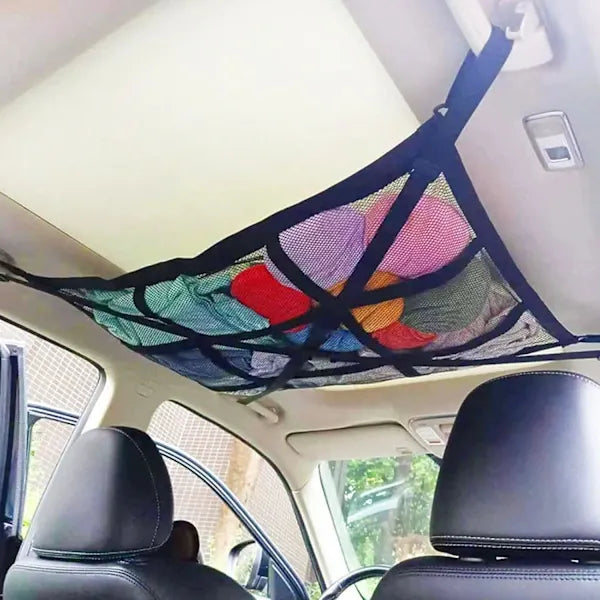 Replacement Car roof storage net 90cmx65cm Universal luggage bag for travel and organization Four armrests., Transparent Color