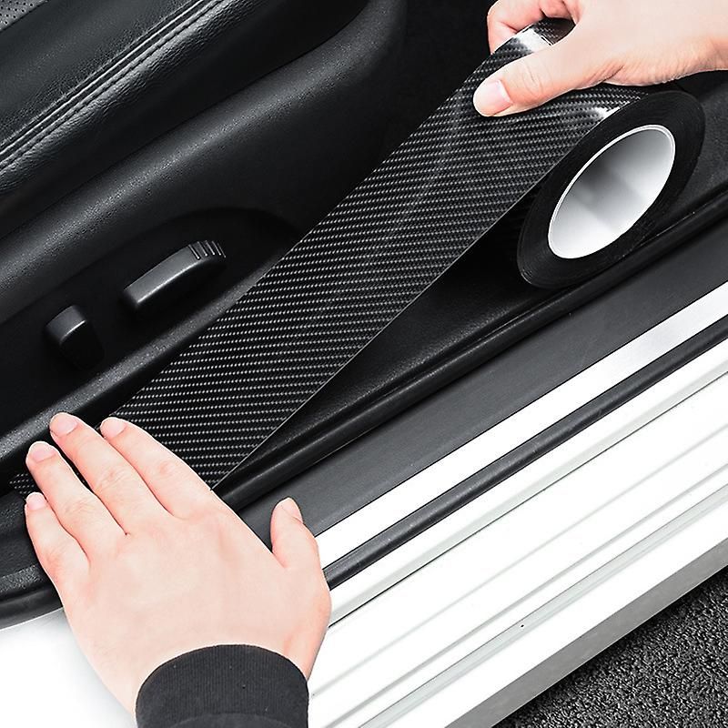 1 Roll 5D Carbon Fibre Tape for Car Door Sill, Anti-Collision Waterproof Protector Sticker, Black, 5 cm x 3 m Roll