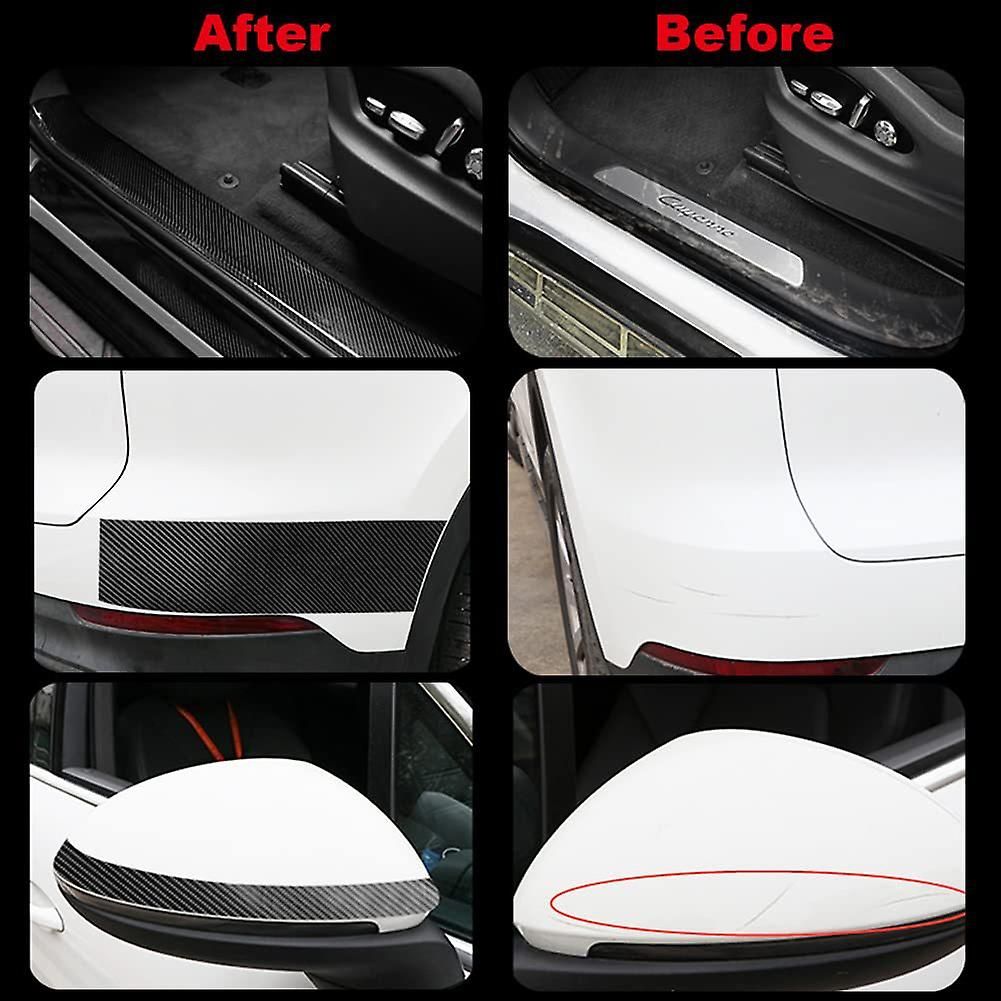 1 Roll 5D Carbon Fibre Tape for Car Door Sill, Anti-Collision Waterproof Protector Sticker, Black, 5 cm x 3 m Roll