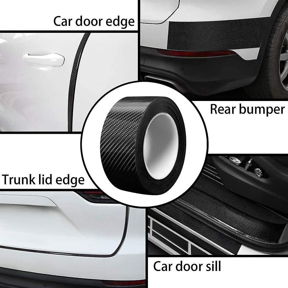 1 Roll 5D Carbon Fibre Tape for Car Door Sill, Anti-Collision Waterproof Protector Sticker, Black, 5 cm x 3 m Roll