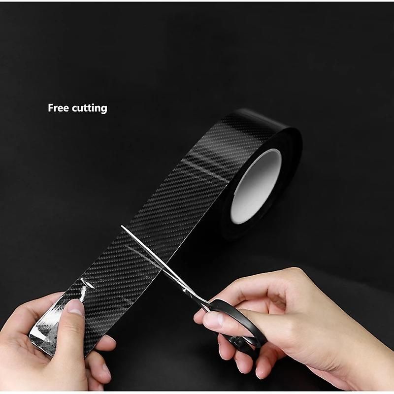 4 Rolls 5D Carbon Fibre Tape for Car Door Sill, Anti-Collision Waterproof Protector Sticker, Black, 5 cm x 3 m Each