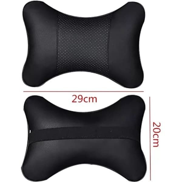 2 Pack Black Car Neck Pillow, Travel Headrest Cushion for Long Journeys, Neck Support Pillow, 25 x 17 x 9 cm Size
