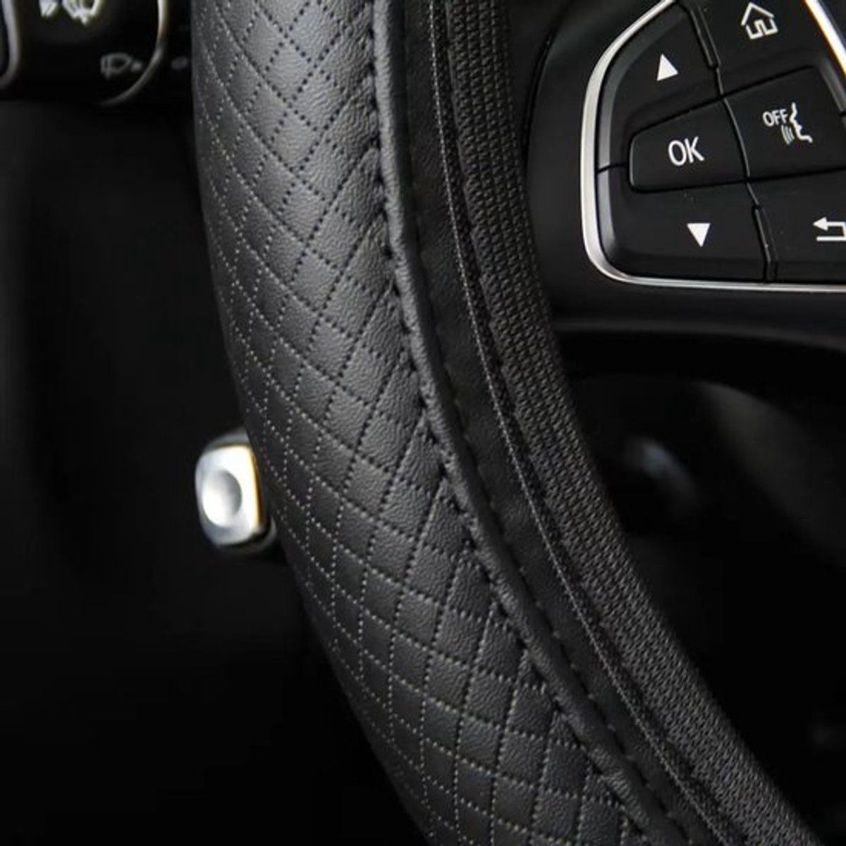 Car Steering Wheel Cover, Universal Microfiber Steering Wheel Wrap, Soft Non-Slip Breathable Grip for Daily Driving, Size M, 37-38 cm, Black
