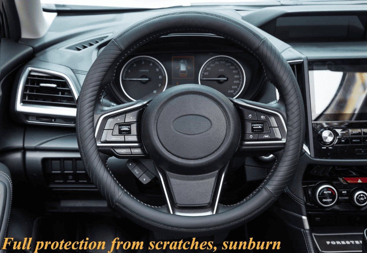 Car Steering Wheel Cover, Universal Microfiber Steering Wheel Wrap, Soft Non-Slip Breathable Grip for Daily Driving, Size M, 37-38 cm, Black