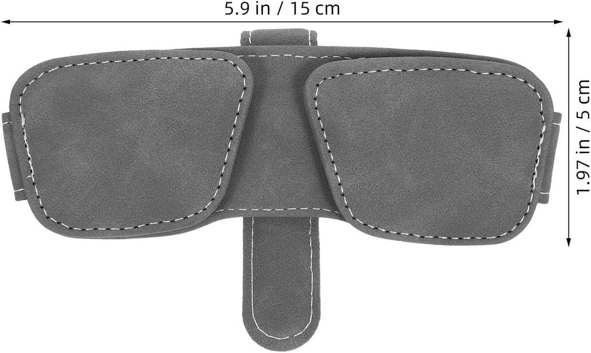 Car Sunglasses Holder, Car Glasses Holder, Leather Glasses Clips, Glasses Holder, Sunglasses Holder, for Regular Driving, Storage and Travel, Grey