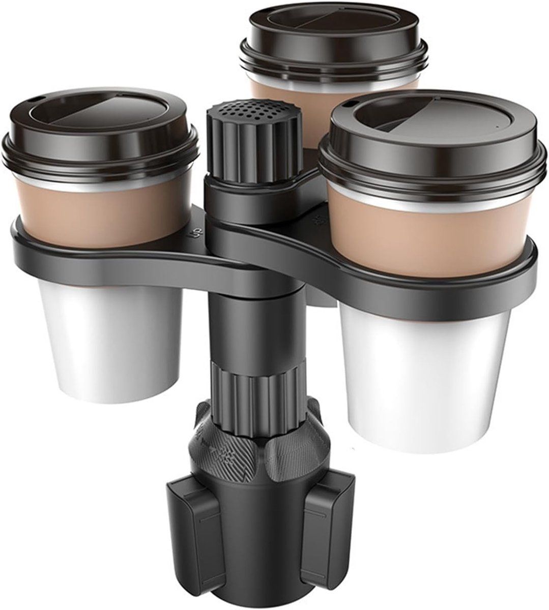 Car Cup Holder, Capacity for 3 cups, Car drink holder, Adjustable base, for Daily Car Use, Travel and Interior Organization, Black