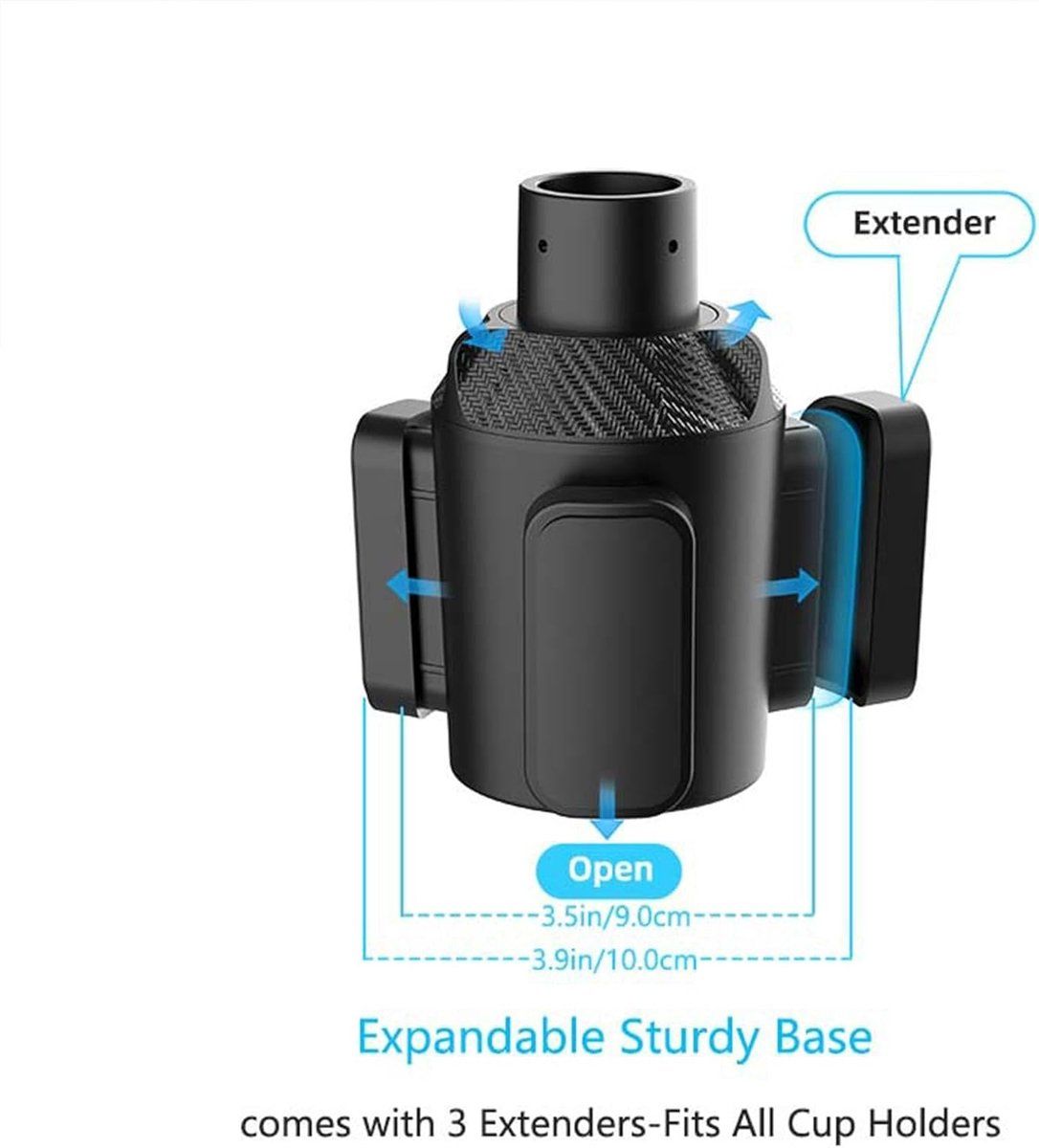 Car Cup Holder, Capacity for 3 cups, Car drink holder, Adjustable base, for Daily Car Use, Travel and Interior Organization, Black