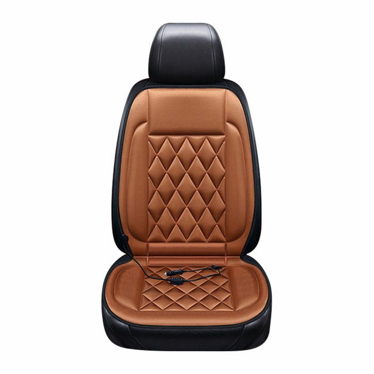 Car Seat Heating Pad, 2 Adjustable Heat Settings, Deluxe Car Seat Heating Pad, Car Seat Heating, for Regular Driving, Storage and Travel, 12V, Brown