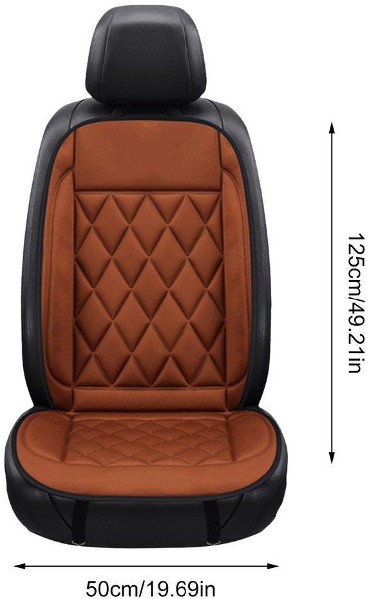Car Seat Heating Pad, 2 Adjustable Heat Settings, Deluxe Car Seat Heating Pad, Car Seat Heating, for Regular Driving, Storage and Travel, 12V, Brown