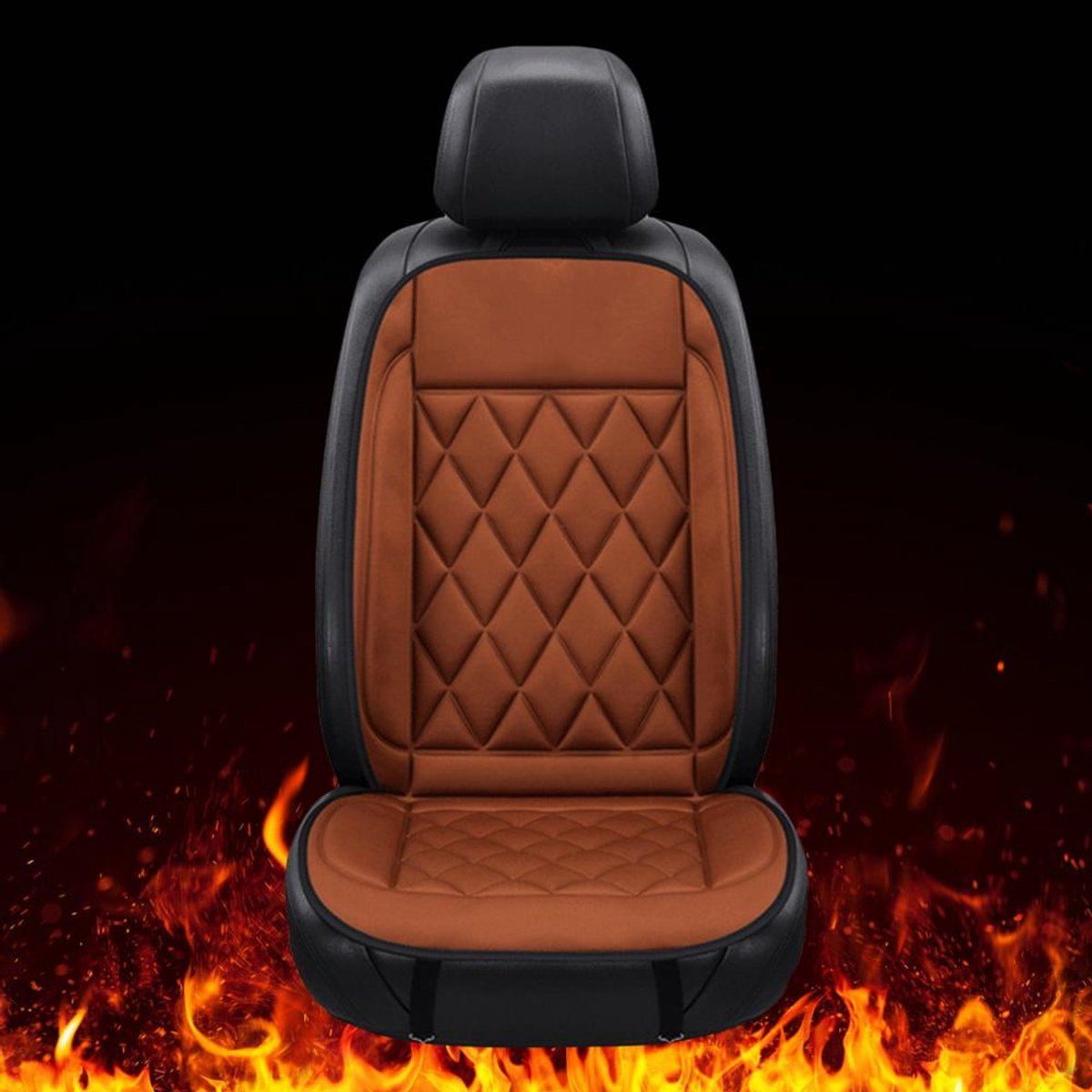 Car Seat Heating Pad, 2 Adjustable Heat Settings, Deluxe Car Seat Heating Pad, Car Seat Heating, for Regular Driving, Storage and Travel, 12V, Brown