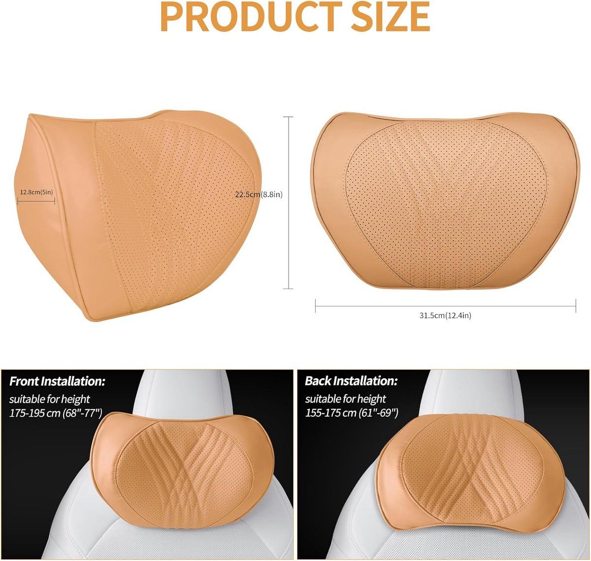Headrest and neck support cushion, soft memory foam headrest cushion, neck support cushion for the car, breathable headrest for the car, Brown