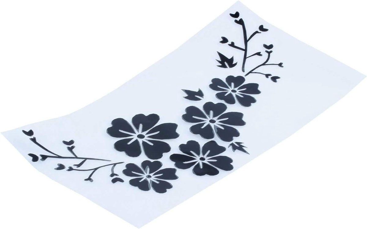 1 Piece, flower car stickers, car stickers, motorcycle stickers, decorative car stickers, self-adhesive, 30 x 14, Black