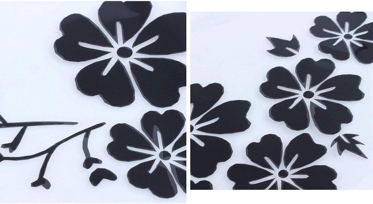 1 Piece, flower car stickers, car stickers, motorcycle stickers, decorative car stickers, self-adhesive, 30 x 14, Black
