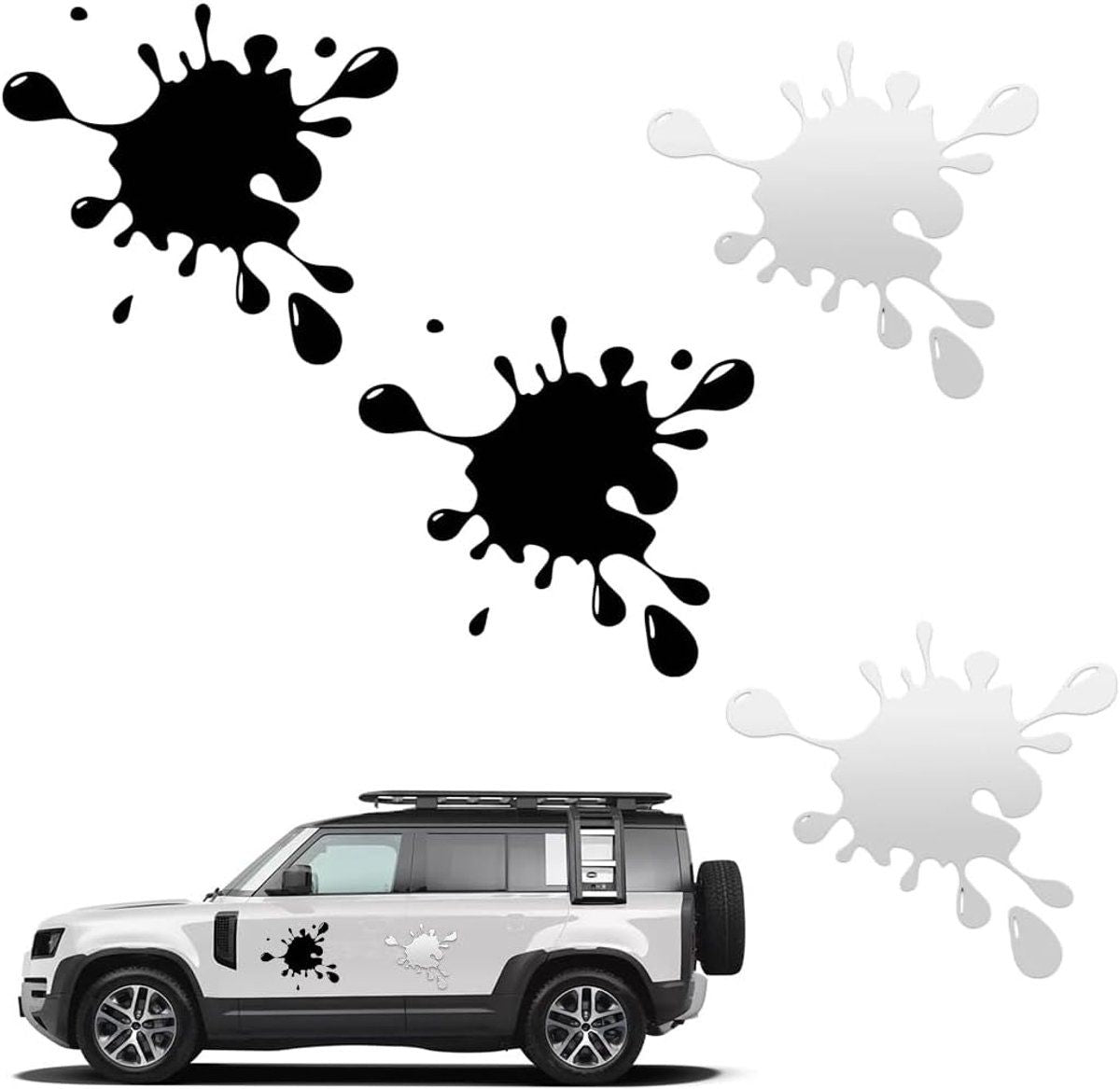 4 Pieces, Car Stickers, Stickers for Paint Stains, Anti-Splatter Stickers, Self-Adhesive Stickers, Sports Car Stickers, Black and White