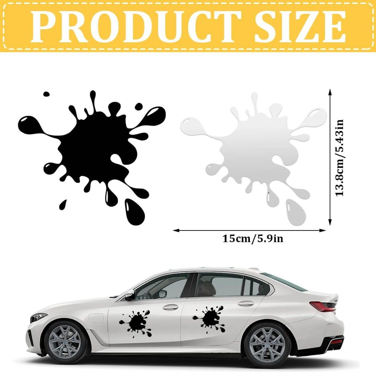 4 Pieces, Car Stickers, Stickers for Paint Stains, Anti-Splatter Stickers, Self-Adhesive Stickers, Sports Car Stickers, Black and White