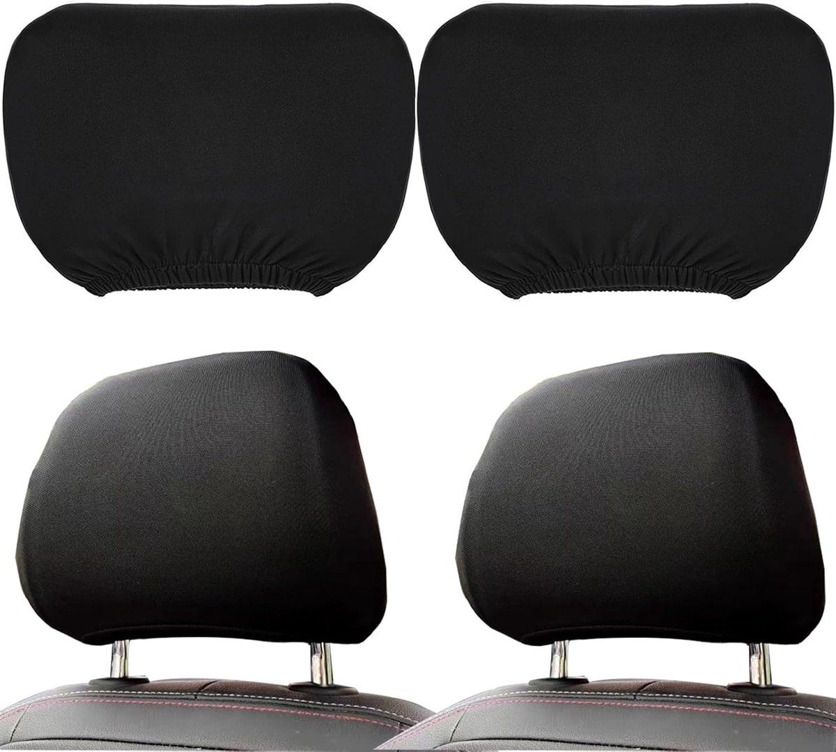 2 Pack, Car Seat Headrest Covers, Car Headrest Cover Set, Washable, Car Interior Accessories, Car Interior Seat Accessories Protective Covers, Black
