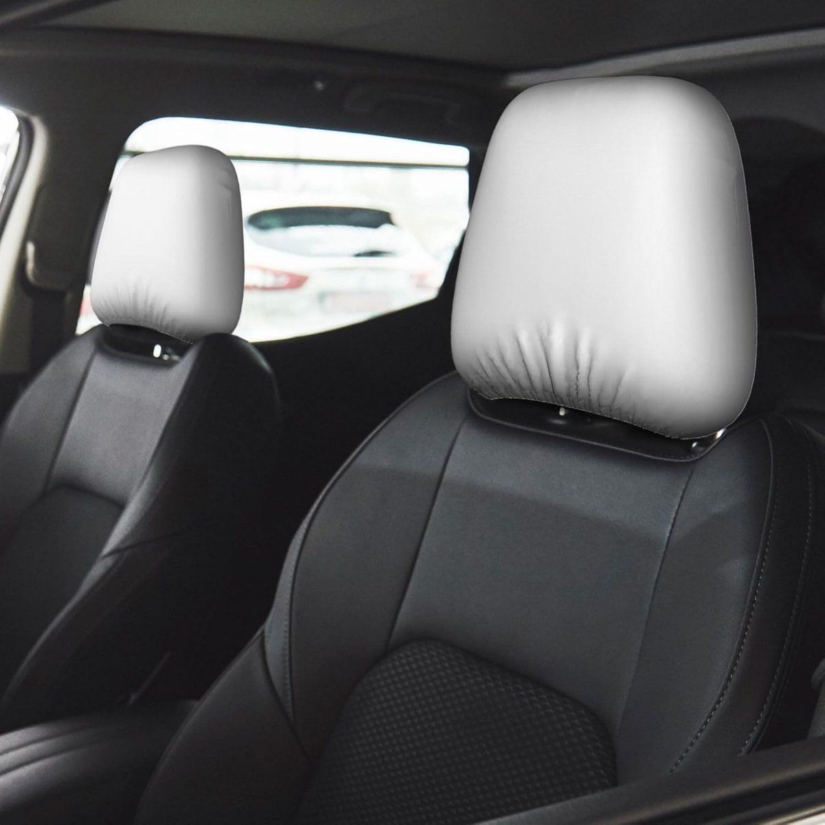 2 Pack, Car Seat Headrest Covers, Car Headrest Cover Set, Washable, Car Interior Accessories, Car Interior Accessories Protective Covers, White