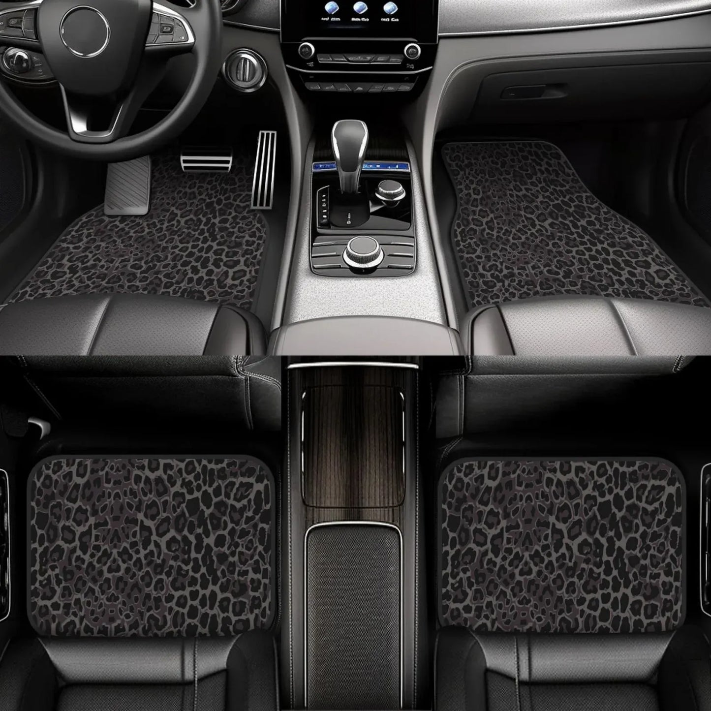 4 Piece, Car Floor Mats Set Carpet Protection, Universal Fit for Car SUV Truck, Vehicle Front and Rear, Leopard Print