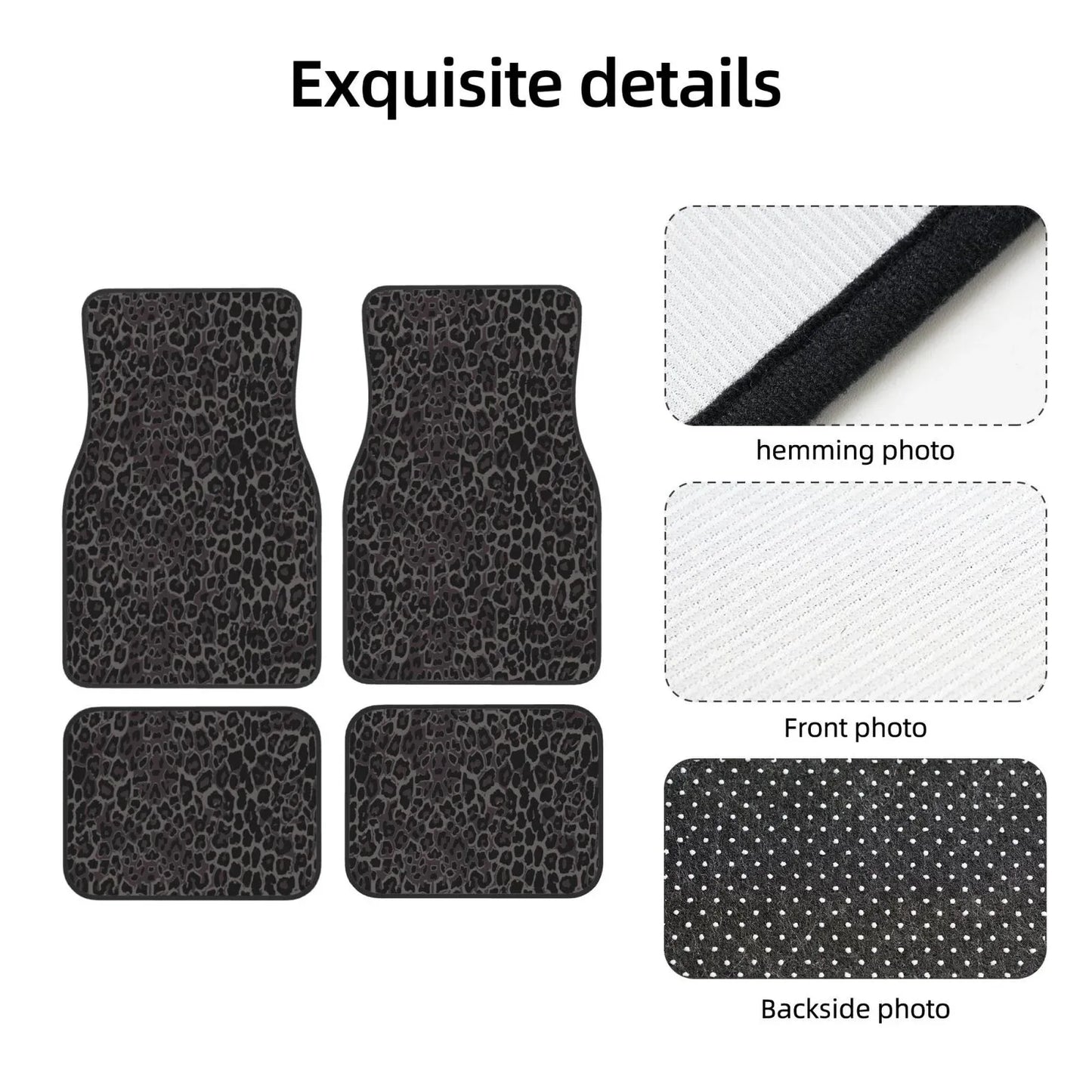 4 Piece, Car Floor Mats Set Carpet Protection, Universal Fit for Car SUV Truck, Vehicle Front and Rear, Leopard Print
