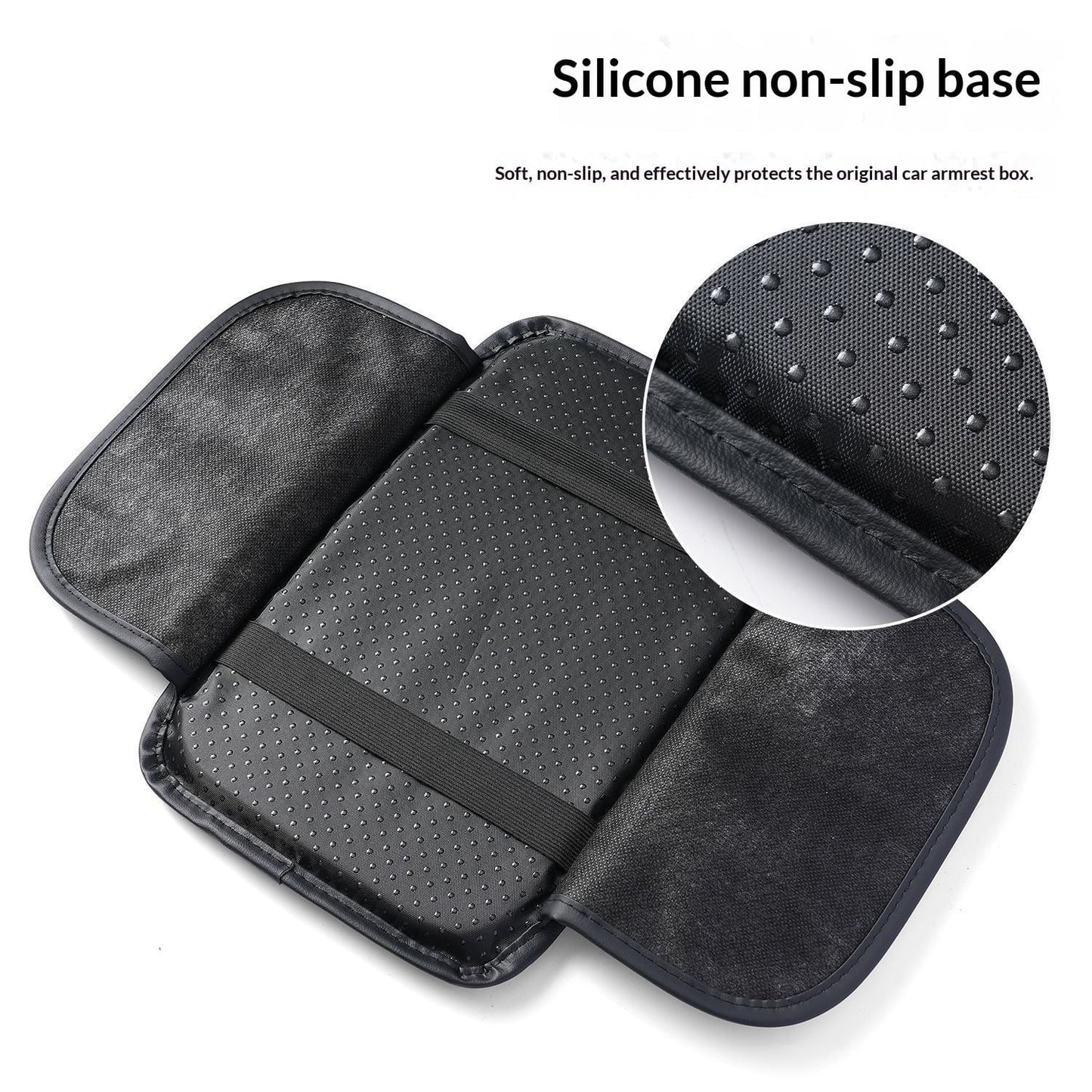 Car Center Console Cushion, Non-Slip Armrest Pad with Dog Cat Paw Design and 2 Storage Bags for Car Interior, Black