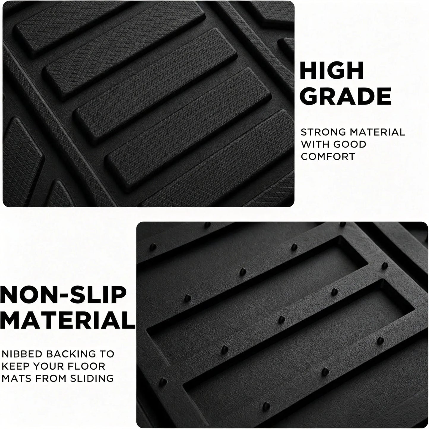 Heavy-Duty Rubber Floor Mats, Aluminum Film Car Mats Set, Front and Rear Car Mats with Anti-Slip Backing, All-Weather Protection, Red