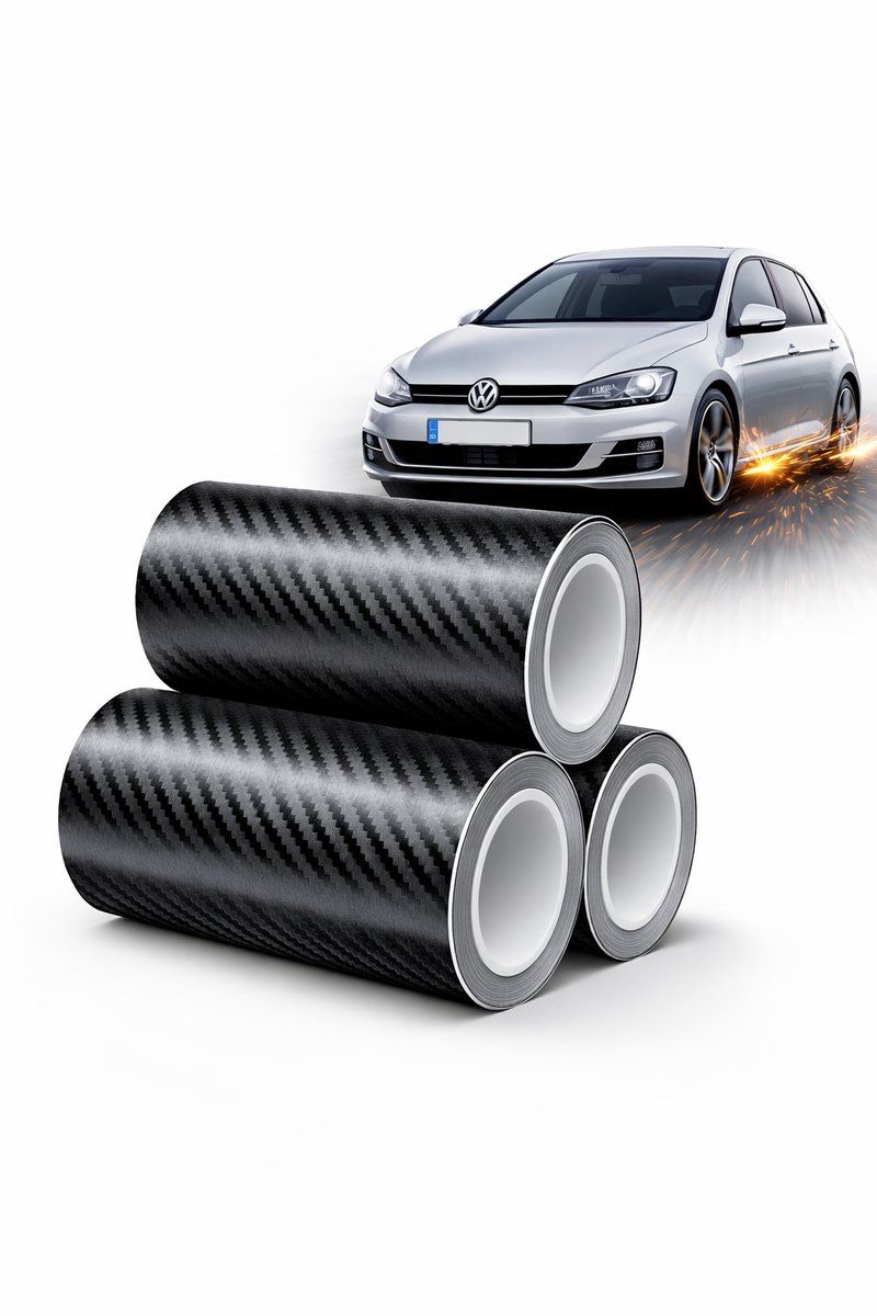3 Rolls Carbon Fiber Car Door Sill Protection Film, Scratch Resistant Self-Adhesive Car Wrap Strip for Vehicle Protection, 10 cm x 2.9 m