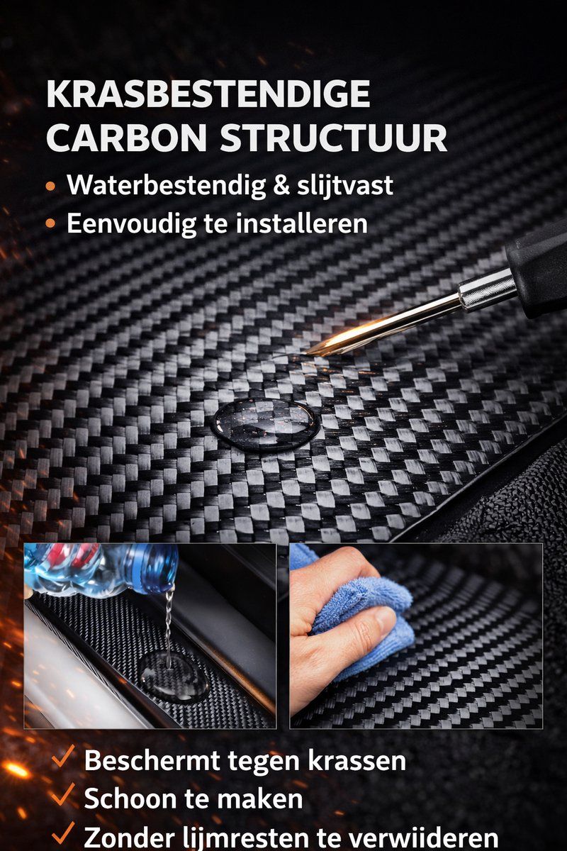 3 Rolls Carbon Fiber Car Door Sill Protection Film, Scratch Resistant Self-Adhesive Car Wrap Strip for Vehicle Protection, 10 cm x 2.9 m