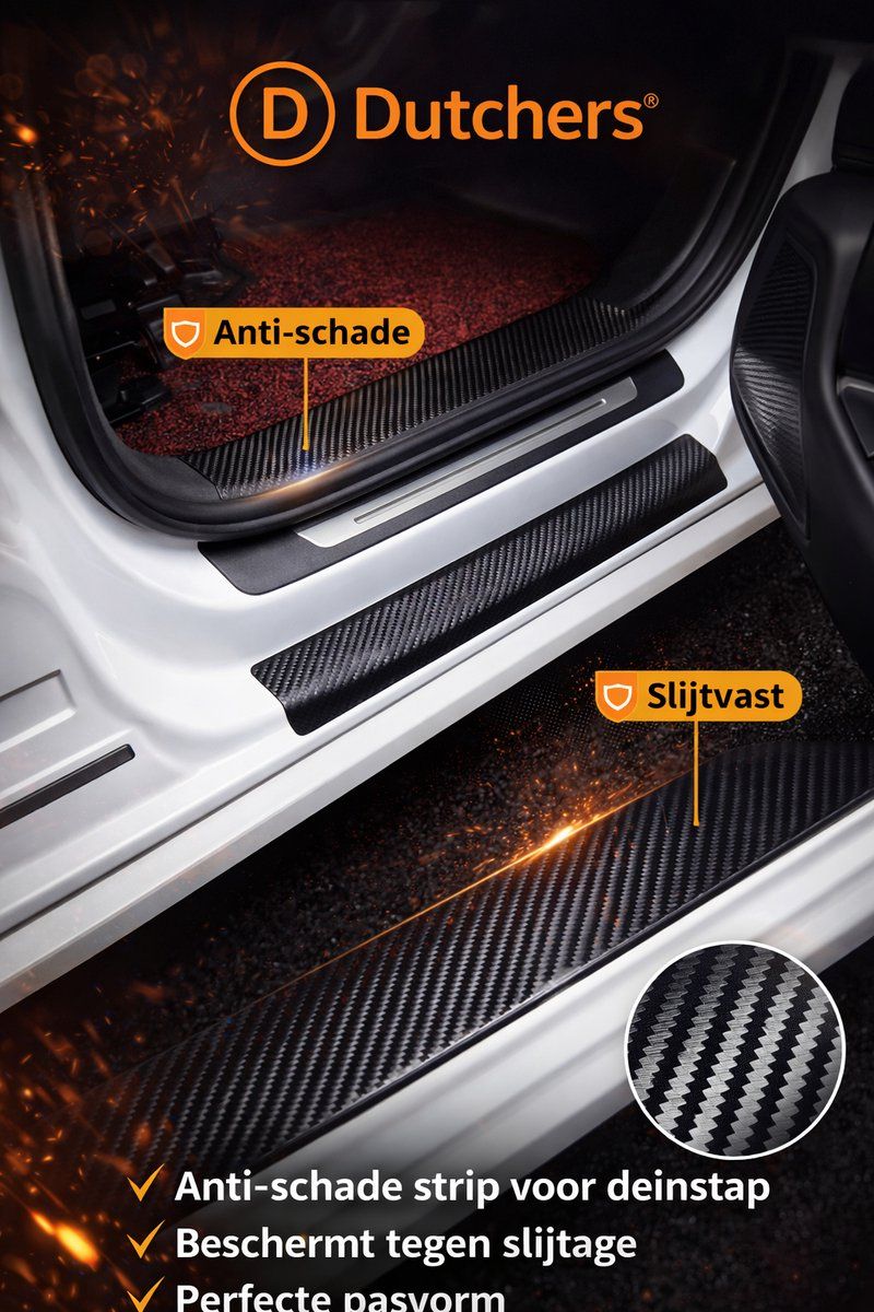 3 Rolls Carbon Fiber Car Door Sill Protection Film, Scratch Resistant Self-Adhesive Car Wrap Strip for Vehicle Protection, 10 cm x 2.9 m