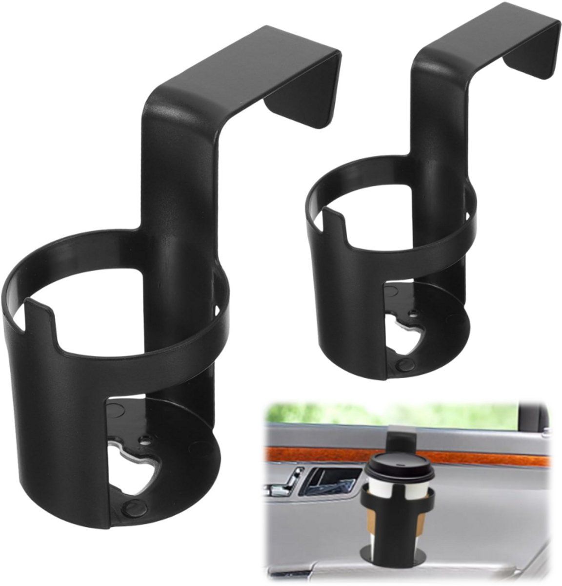Car Cup Holder with 360 Degree Swivel Base, Adjustable Drink Holder for Water Bottles and Cups, Easy Installation Accessory, Black, 11.5 x 6.5 cm