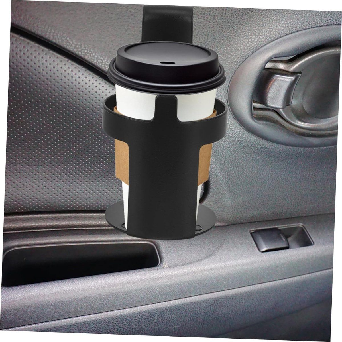 Car Cup Holder with 360 Degree Swivel Base, Adjustable Drink Holder for Water Bottles and Cups, Easy Installation Accessory, Black, 11.5 x 6.5 cm