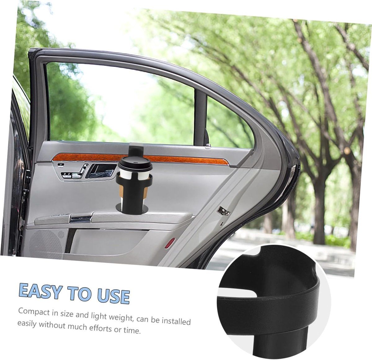 Car Cup Holder with 360 Degree Swivel Base, Adjustable Drink Holder for Water Bottles and Cups, Easy Installation Accessory, Black, 11.5 x 6.5 cm
